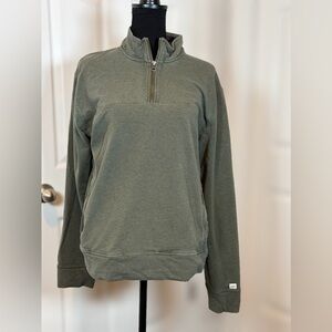 PACT Organic Cotton Stretch French Terry Quarter Zip Sweatshirt Size Large Moss